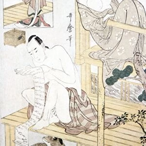JAPAN: BATH, c1850. Woodblock print, c1850