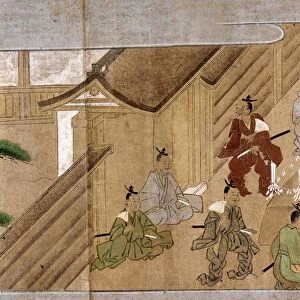 JAPAN: FARMERS, c1575. Rice farmers ask for the blessing of their crop before planting it