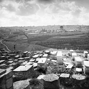 JERUSALEM: JEWISH TOMBS. Jewish tombs on a hill in Kidron, overlooking Jerusalem