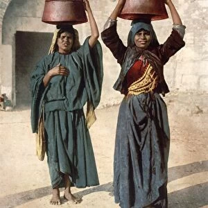 JERUSALEM: MILK SELLER. Two female milk sellers in the Siloam neighborhood of Jerusalem. Photochrome, c1895