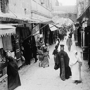 JERUSALEM: STREET. A busy street in Jerusalem. Photograph, early 20th century