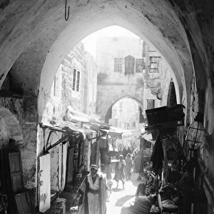 JERUSALEM: STREET. A vendor-lined street in the Jewish Quarter of the Old City of Jerusalem