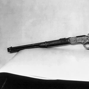 JESSE JAMES (1847-1882). A Winchester rifle owned by Jesse James. Photograph, c1921