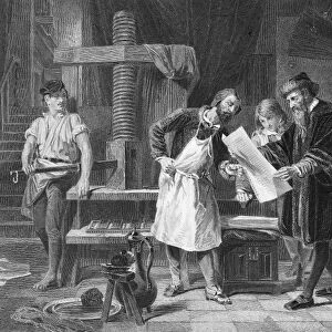 JOHANN GUTENBERG (c1400-1468). German printer. Steel engraving, American, 1869