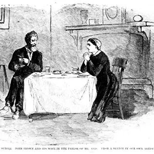 JOHN BROWN (1800-1859). American abolitionist. John Browns last supper, with his wife, in the parlor of Captain John Avis, Charlestown, Virginia, 1 December 1859. Contemporary wood engraving