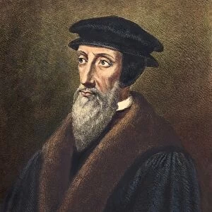 JOHN CALVIN (1509-1564). French theologian and reformer. Contemporary lithograph