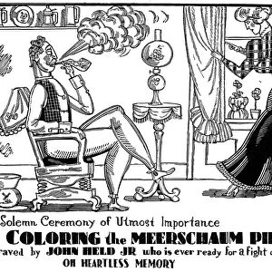 JOHN HELD, JR: PIPE SMOKER. Coloring the Meerschaum Pipe. Illustration by John Held, Jr