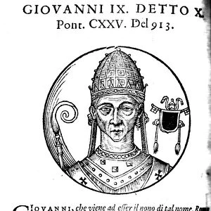 JOHN X (860-928). Pope, 914-928. Woodcut, Venetian, 1592
