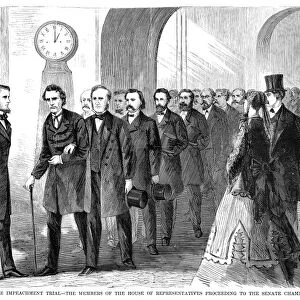 JOHNSON IMPEACHMENT, 1868. Members of the House of Representatives arriving at