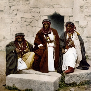 JORDAN: BEDOUINS, c1895. A group of Bedouins in Jordan. Photochrome, c1895