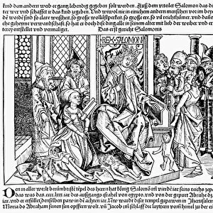 JUDGMENT OF SOLOMON. Woodcut from the Nuremberg Chronicle, 1493