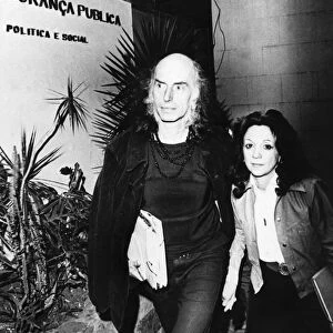JULIAN BECK (1925-1985). American actor, director, poet, and painter. Arriving with his wife, Judith Malina, at political police headquarters in Belo Horizonte, Brazil, after learning that they had been expelled from the country, 27 August 1971