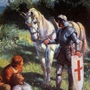 KING ARTHUR: WHITE KNIGHT. Sir Galahad, King Bagdemagus and the White Knight: illustration