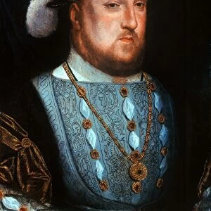 King Henry VIII of England. Oil on copper, c1536, after Hans Holbein the Younger