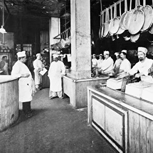 The kitchen of Delmonicos Restaurant, New York City. Photographed by Joseph Byron, 1902
