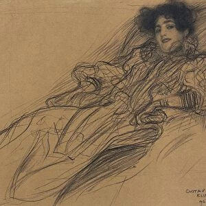 KLIMT: YOUNG WOMAN, 1896. Young Woman in an Armchair. Charcoal and crayon on paper