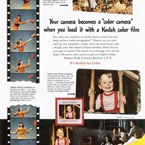 KODAK ADVERTISEMENT, 1948. Advertisement for Kodak color film from an American magazine, 1948