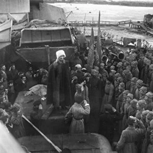 KRONSTADT MUTINY, 1921. Rebel forces in command of the battleship, Petropavlovsk, at the Soviet naval base at Kronstadt during the mutiny of February-March 1921