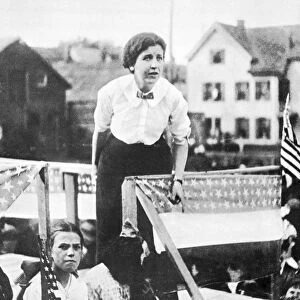 Labor leader Elizabeth Gurley Flynn addressing striking textile workers in Lawrence, Massachusetts, in 1912