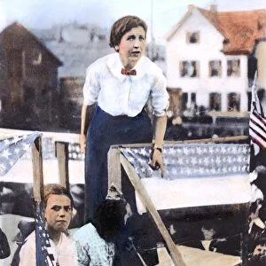LABOR STRIKE, 1912. Labor leader Elizabeth Gurley Flynn addressing striking textile