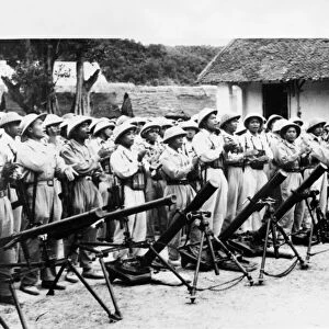 LAOS: PATHET LAO, 1959. Laotian troops of the communist Pathet Lao in a training