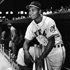 LARRY DOBY (1923-2003). American baseball player, and first black player in the American League. Photographed on his first day with the Cleveland Indians, 5 July 1947