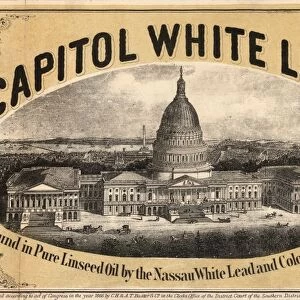 LEAD PAINT AD, 1866. American lithograph advertisement, 1866, for Capitol White Lead