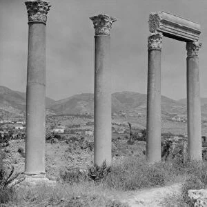 LEBANON: BYBLOS, c1925. Colonnade at Byblos, part of the Roman ruins of the ancient port city