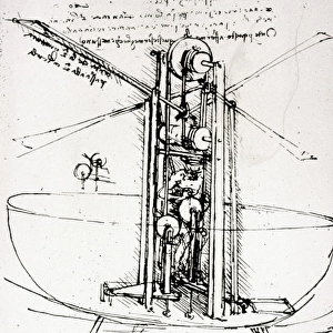Leonardo da Vincis design for flying machine with human operator