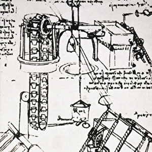 Leonardo da Vincis study for a mechanical device to collect water
