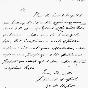 Letter from John Langdon, president pro tem of the Senate, informing General George Washington of his unanimous election to the office of President of the United States of America by the electoral college, 6 April 1789