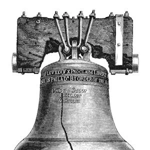 LIBERTY BELL, 19th CENTURY. The Liberty Bell at Independence Hall, Philadelphia, Pennsylvania. Typefounders cut, 19th century