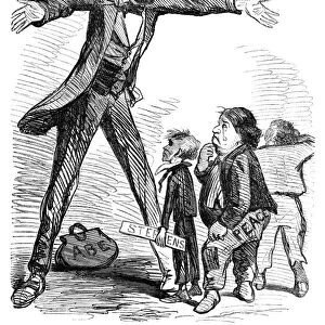 LINCOLN CARTOON, 1865. The Peace Commission - Flying to Abrahams Bosom