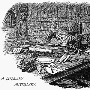 LITERARY ANTIQUARY. English engraving after a pen-and-ink drawing by Randolph Caldecott (1846-1886)