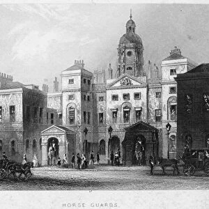 LONDON: HORSE GUARDS, 1852. Horse Guards building, London, England. Steel engraving, English, 1852