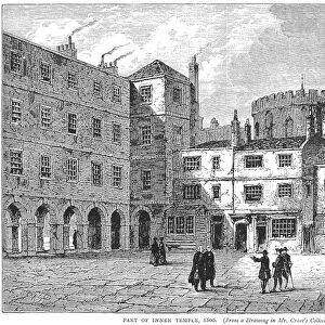 LONDON: INNER TEMPLE, 1800. Part of the Inner Temple, one of the four Inns of Court around the Royal Courts of Justice in London, England, c1800. Wood engraving, English, 19th century