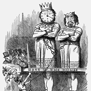 LONDON PRESS, 1875. Tom Thumb the Great! English cartoon by Sir John Tenniel