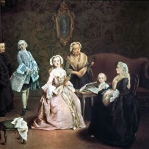 LONGHI: FAMILY CONCERT. Canvas, mid-18th century, by Pietro Longhi