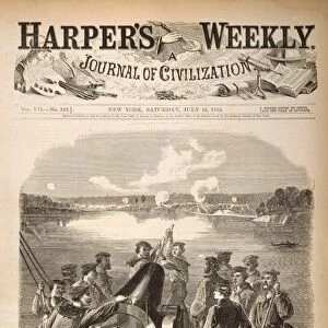 LOUISIANA: BOMBARDMENT. The bombardment of Port Hudson, Louisiana: front page of the Harpers Weekly, July 18, 1863