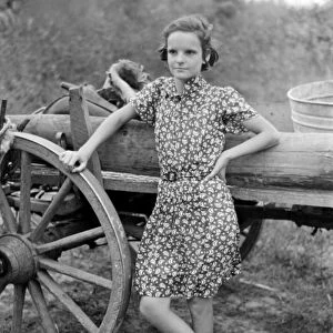 LOUISIANA: FARM GIRL, 1938. A farm girl near Morganza, Louisiana. Photograph by Russell Lee