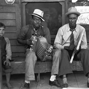 LOUISIANA: MUSICIANS, 1938. African American musicians playing the accordion