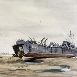 LST Landing at Normandy on 6 June 1944. Painting by Harrison Standley
