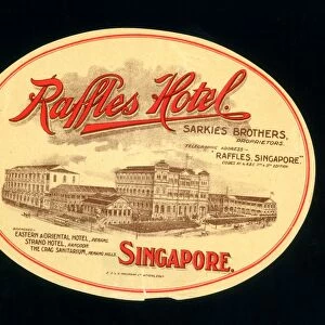 LUGGAGE LABEL, c1900. Raffles Hotel, Singapore