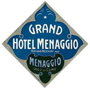 Luggage label from the Grand Hotel Menaggio in Italy, early 20th century