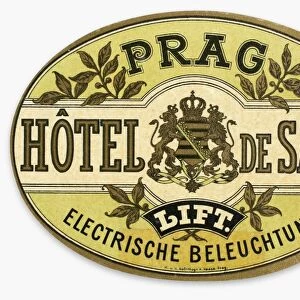 Luggage label from the Hotel de Saxe in Germany, early 20th century
