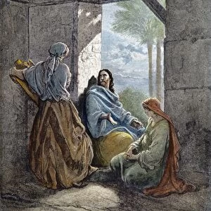 (Luke 10: 41, 42); wood engraving after Gustave Dor