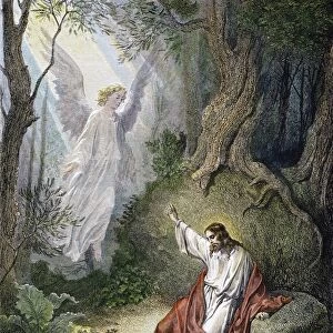 (Luke 22: 43): colored engraving after Gustave Dor