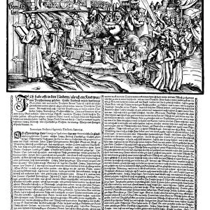 LUTHER ANNIVERSARY, 1518. German broadside, 1518, commemorating the first anniversary