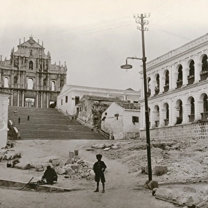 MACAU, c1900. A view of the Ruins of St. Pauls Cathedral in Macau. Photograph, c1900