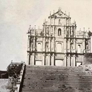 MACAU, c1900. A view of the Ruins of St. Pauls Cathedral in Macau. Photograph, c1900